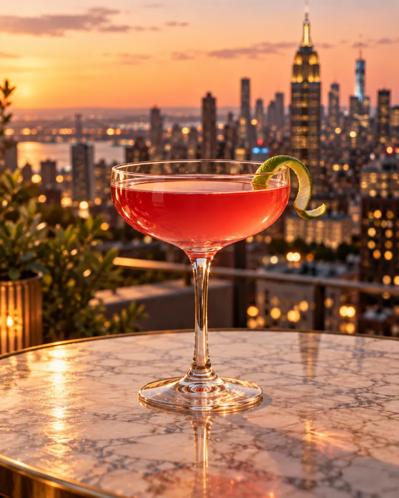 Cosmopolitan w szkle coupe - skórka limonki albo pomarańczy