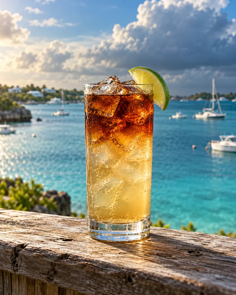 Dark ’n’ Stormy w szkle highball - ćwiartka limonki