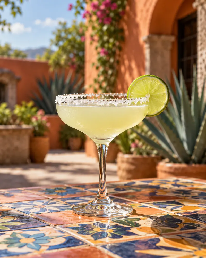 Margarita w szkle coupe - sól na brzegu, plasterek limonki