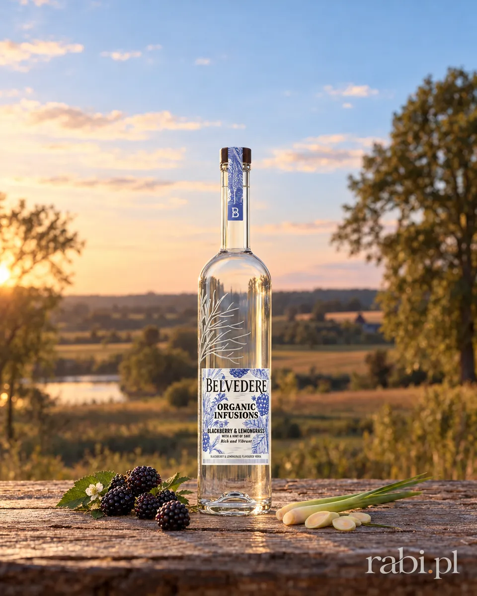Butelka Belvedere Organic Infusions Blackberry & Lemongrass Vodka w aranżacji