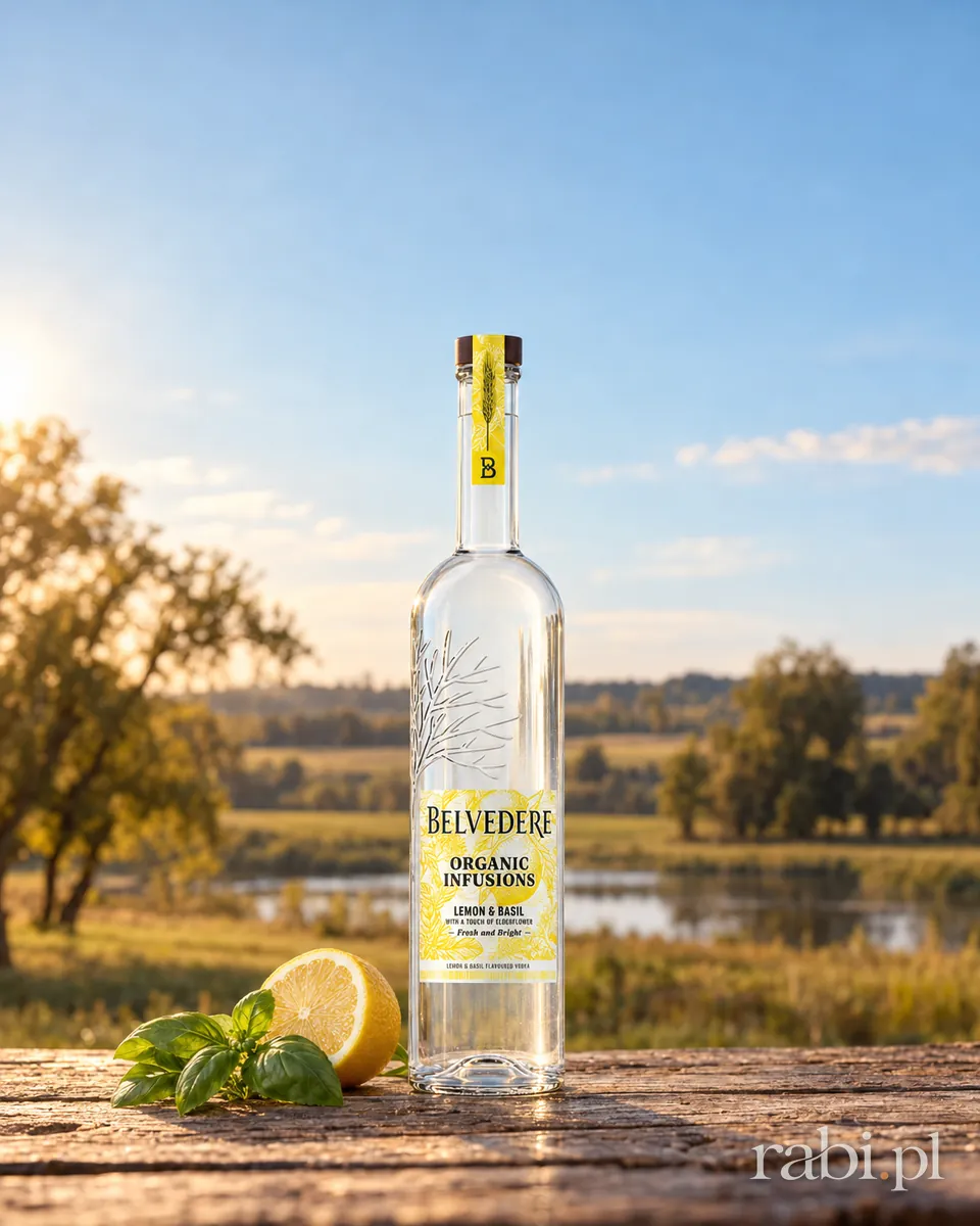 Butelka Belvedere Organic Infusions Lemon & Basil Vodka w aranżacji