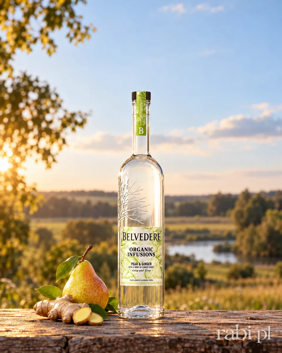 Butelka Belvedere Organic Infusions Pear & Ginger Vodka w aranżacji