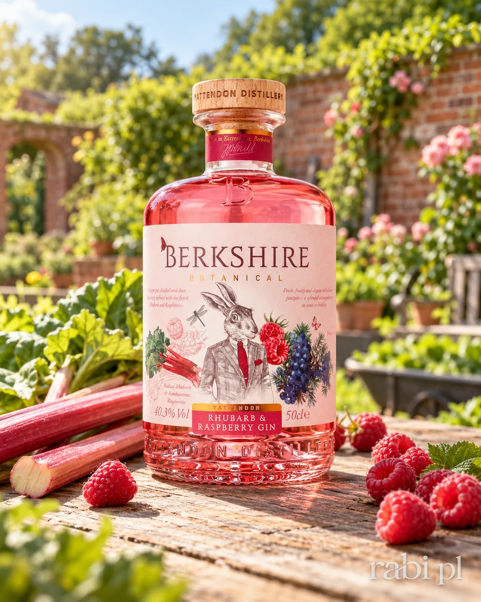 Butelka Berkshire Botanical Rhubarb & Raspberry Gin w aranżacji