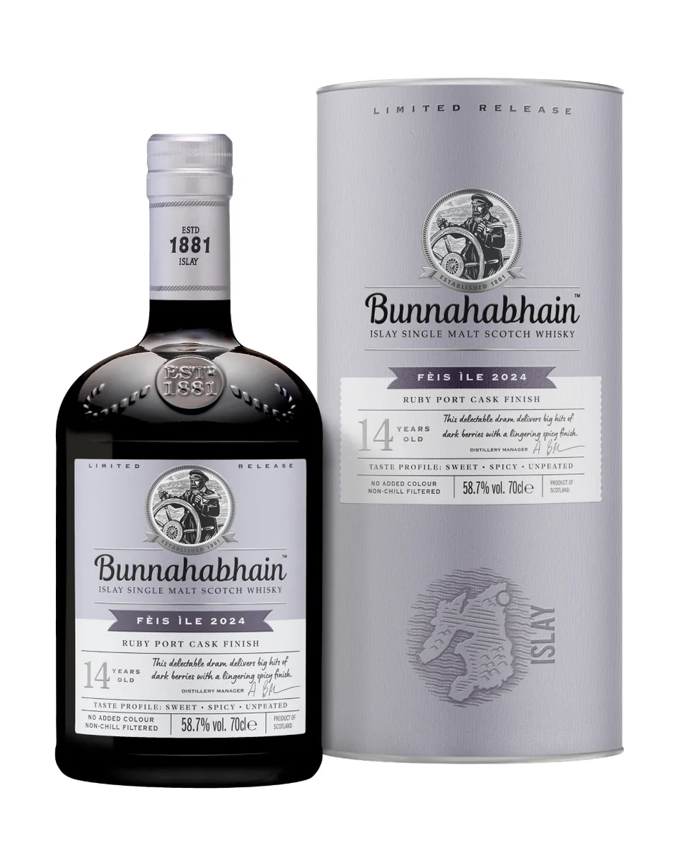 Butelka Bunnahabhain Ruby Port Feis Ile 2024, Whisky 14-letnia