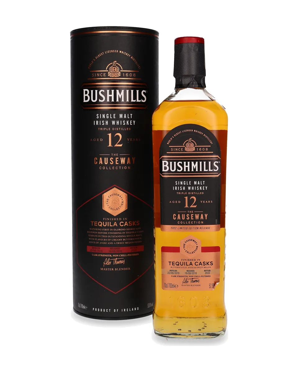 Butelka Bushmills 12Yo Tequila Cask Finish z opakowaniem
