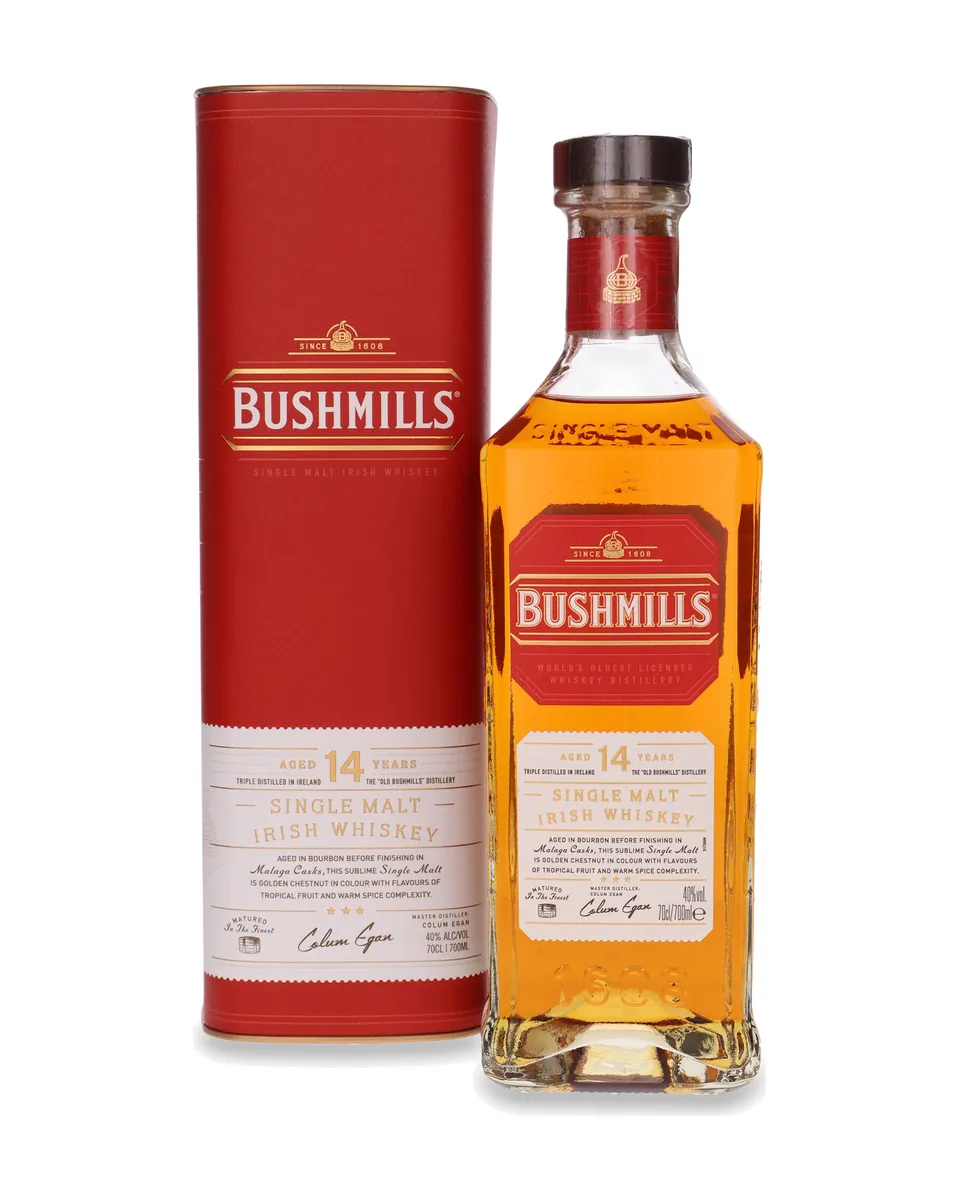 Butelka Bushmills 14 YO Malaga Cask Finish z opakowaniem