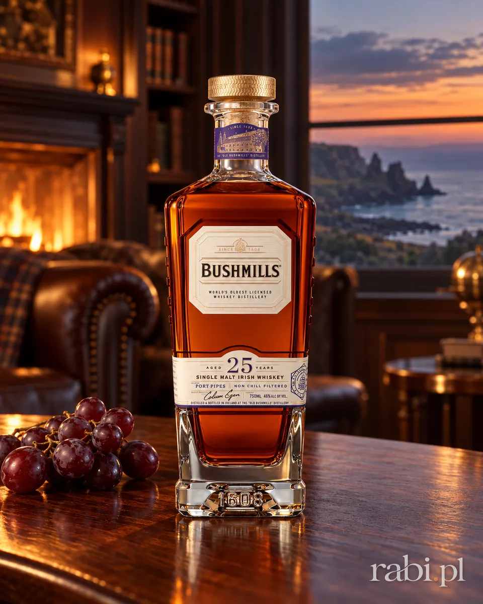Butelka Bushmills 25 Yo Port Pipes Irish w aranżacji