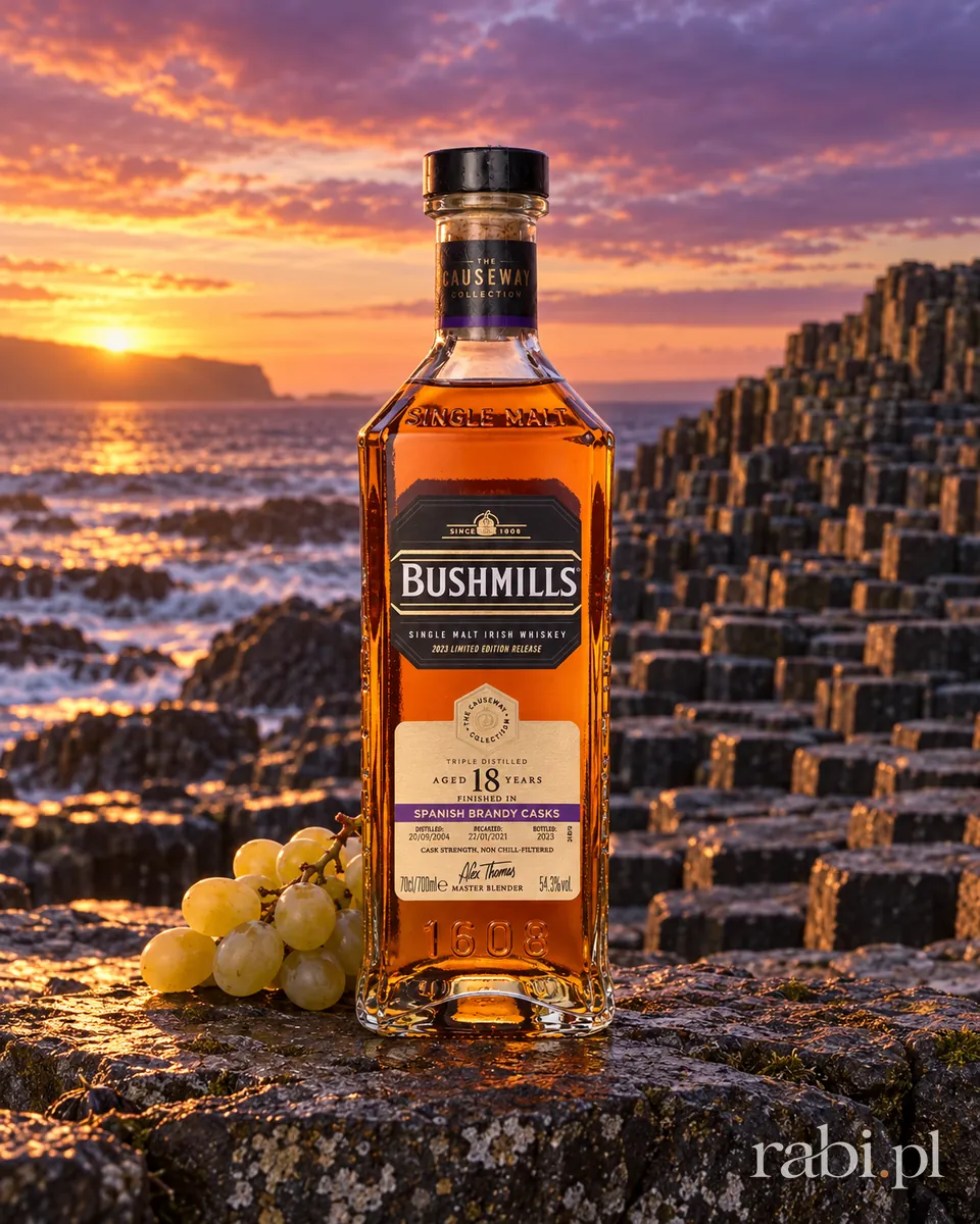 Butelka Bushmills Spanish Brandy Casks Causeway Collection Whisky 18-letnia w aranżacji