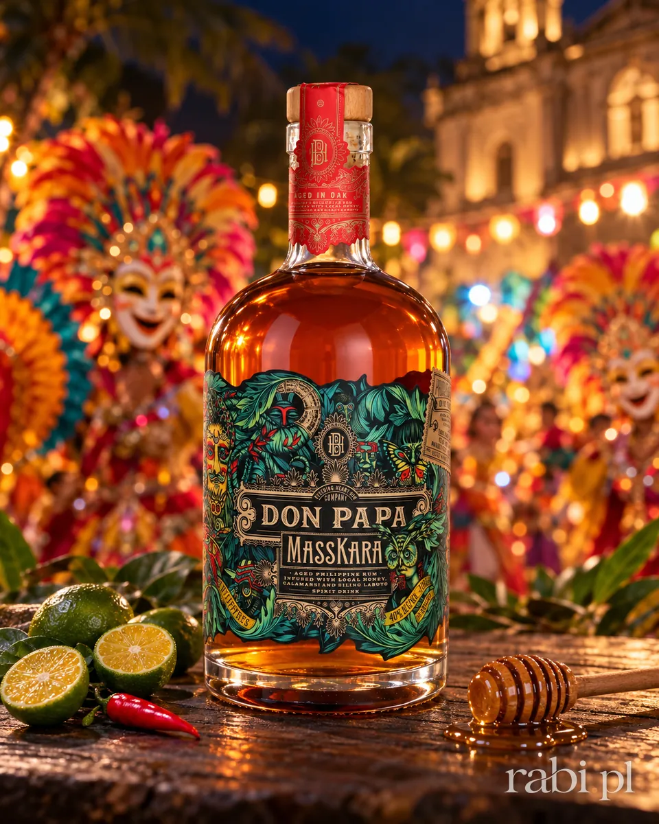 Butelka Don Papa Masskara w aranżacji