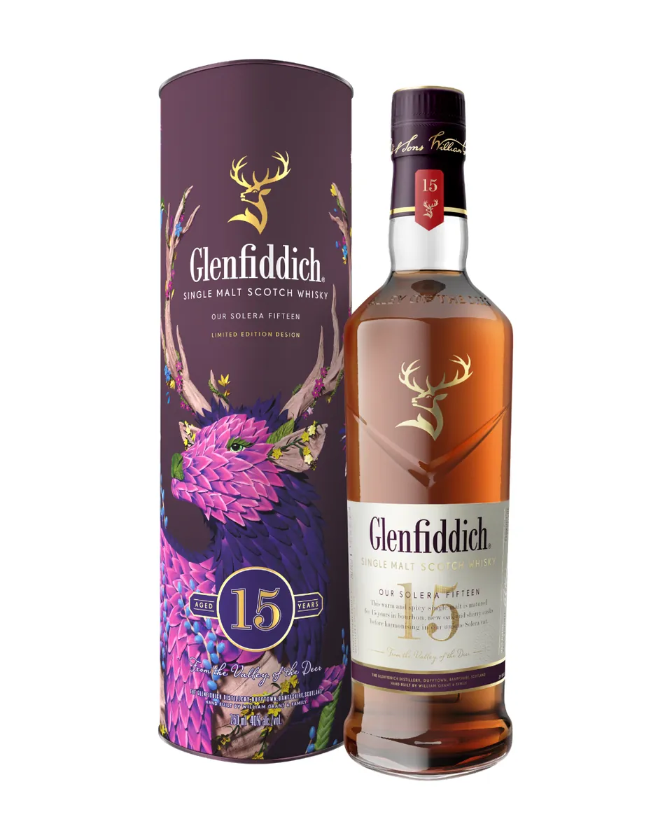 Butelka Glenfiddich 15 YO Festive z opakowaniem