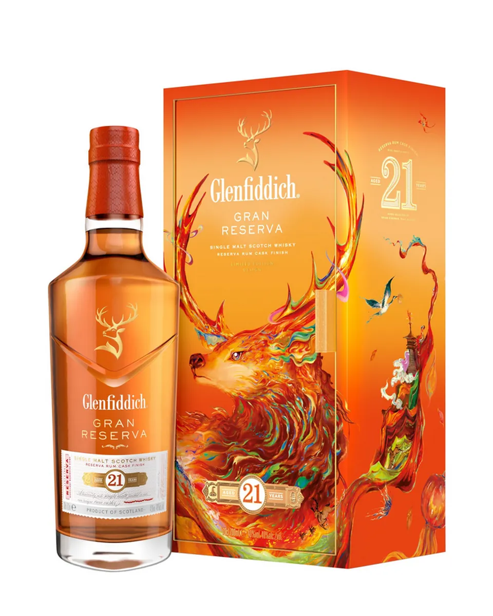Butelka Glenfiddich 21YO Gran Reserva Rum Cask Finish Chinese New Year 2025 z opakowaniem