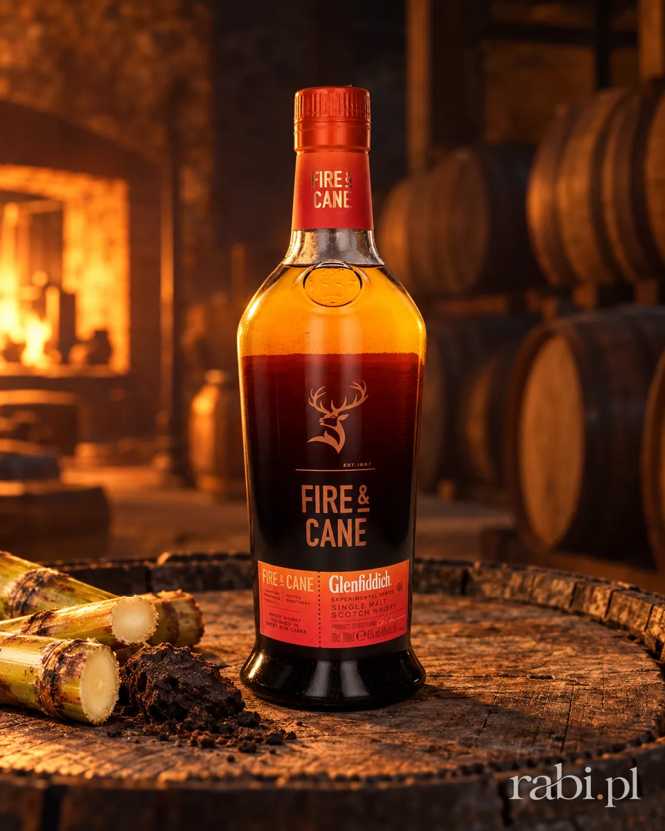 Butelka Glenfiddich Fire & Cane w aranżacji