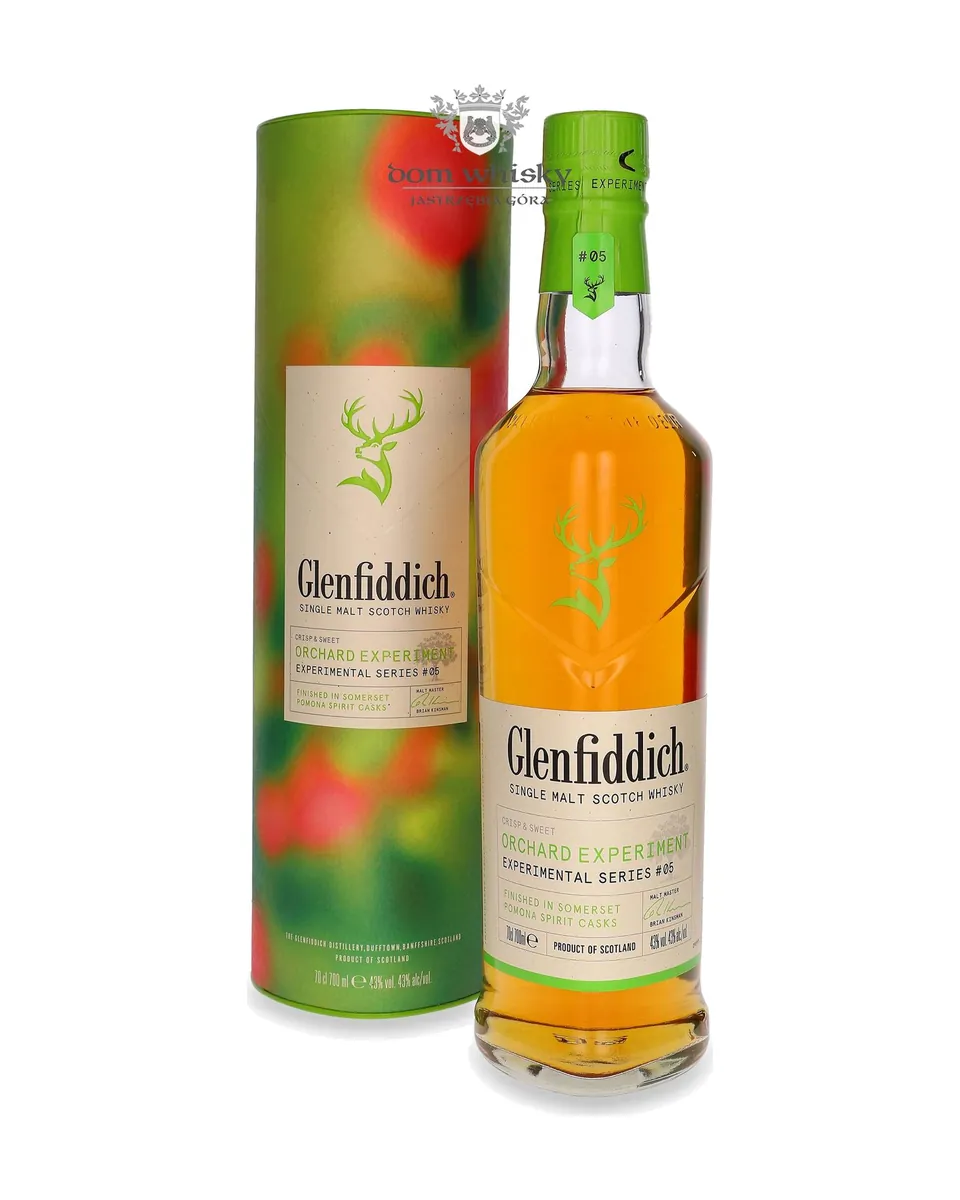 Butelka Glenfiddich Orchard Experiment z opakowaniem