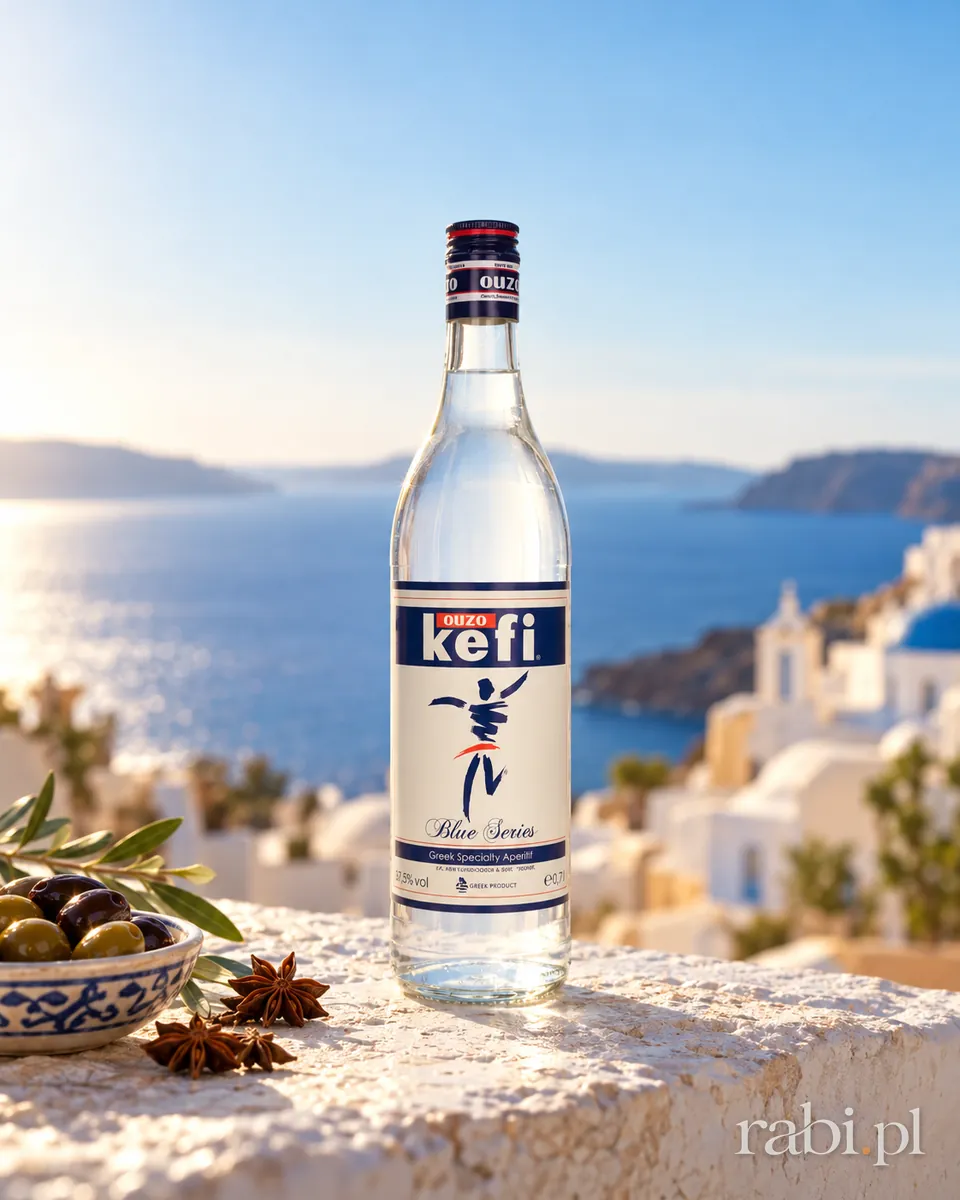 Butelka Ouzo Kefi Blue Series w aranżacji