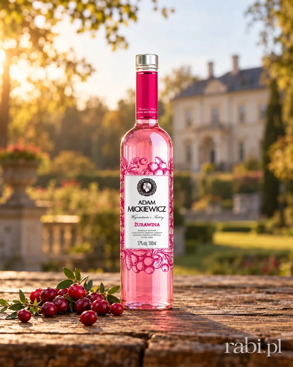 Butelka Wódka Adam Mickiewicz Żurawina w aranżacji