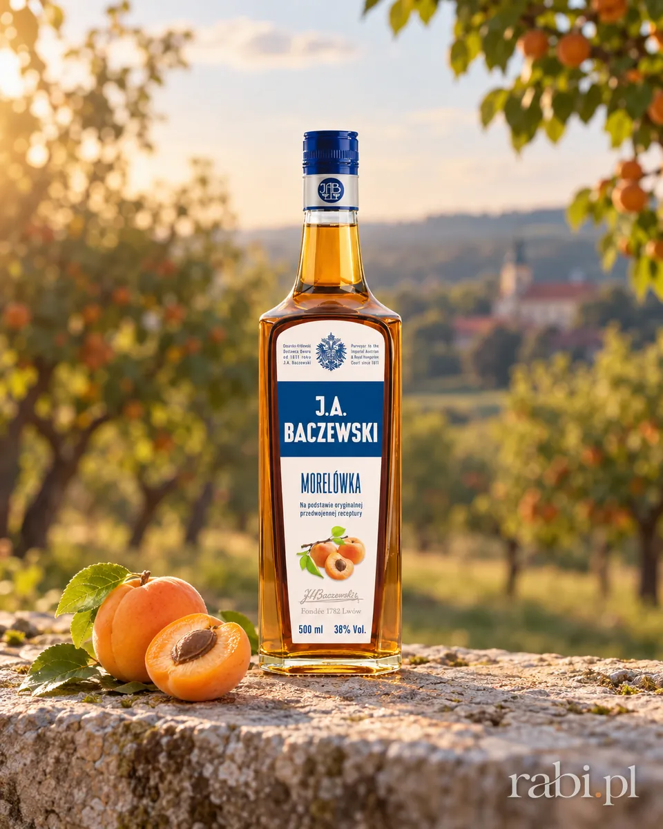 Butelka Wódka J.A. Baczewski Morelówka w aranżacji