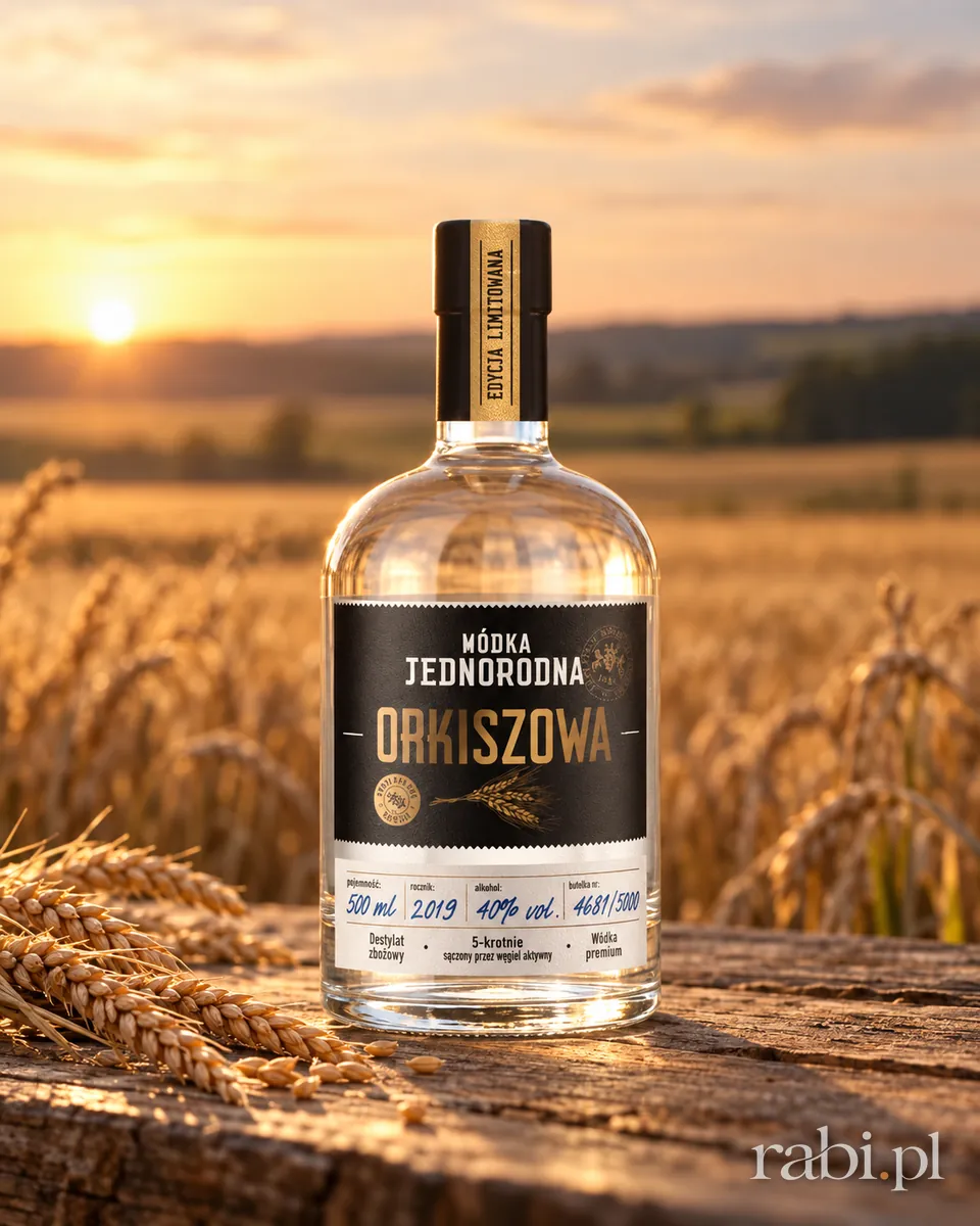 Butelka Wódka Jednorodna Orkiszowa w aranżacji