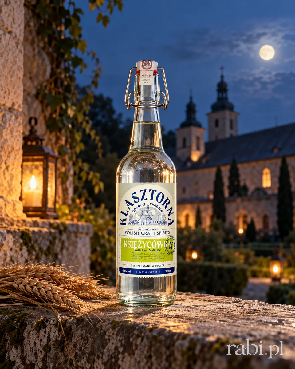 Butelka Wódka Klasztorna Księżycówka w aranżacji