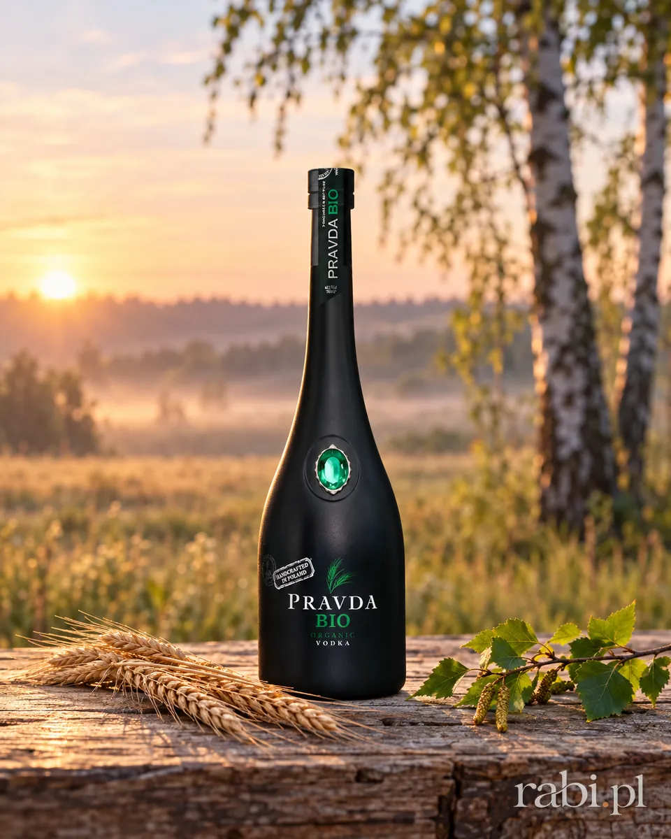 Butelka Wódka Pravda Bio w aranżacji