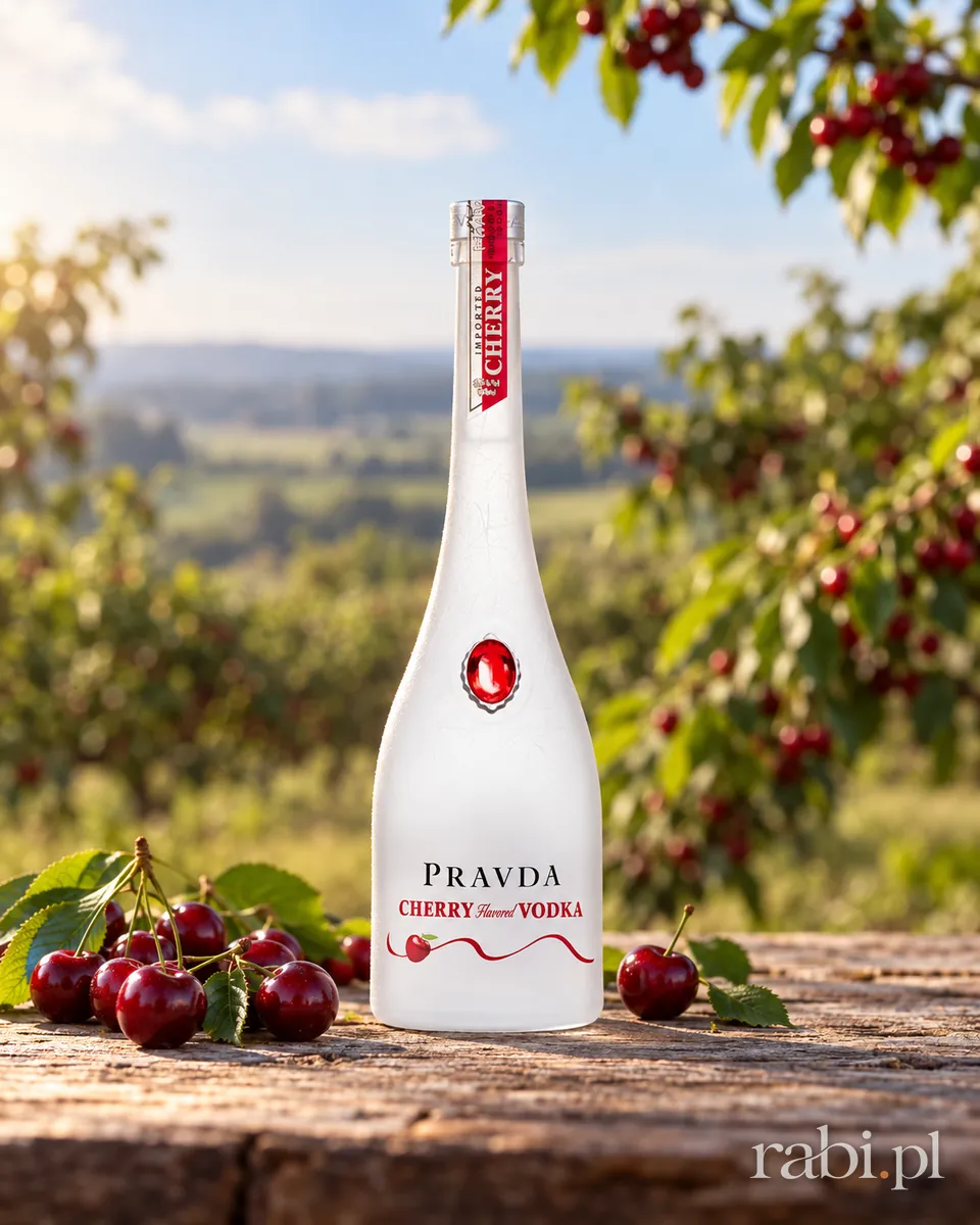 Butelka Wódka Pravda Cherry w aranżacji