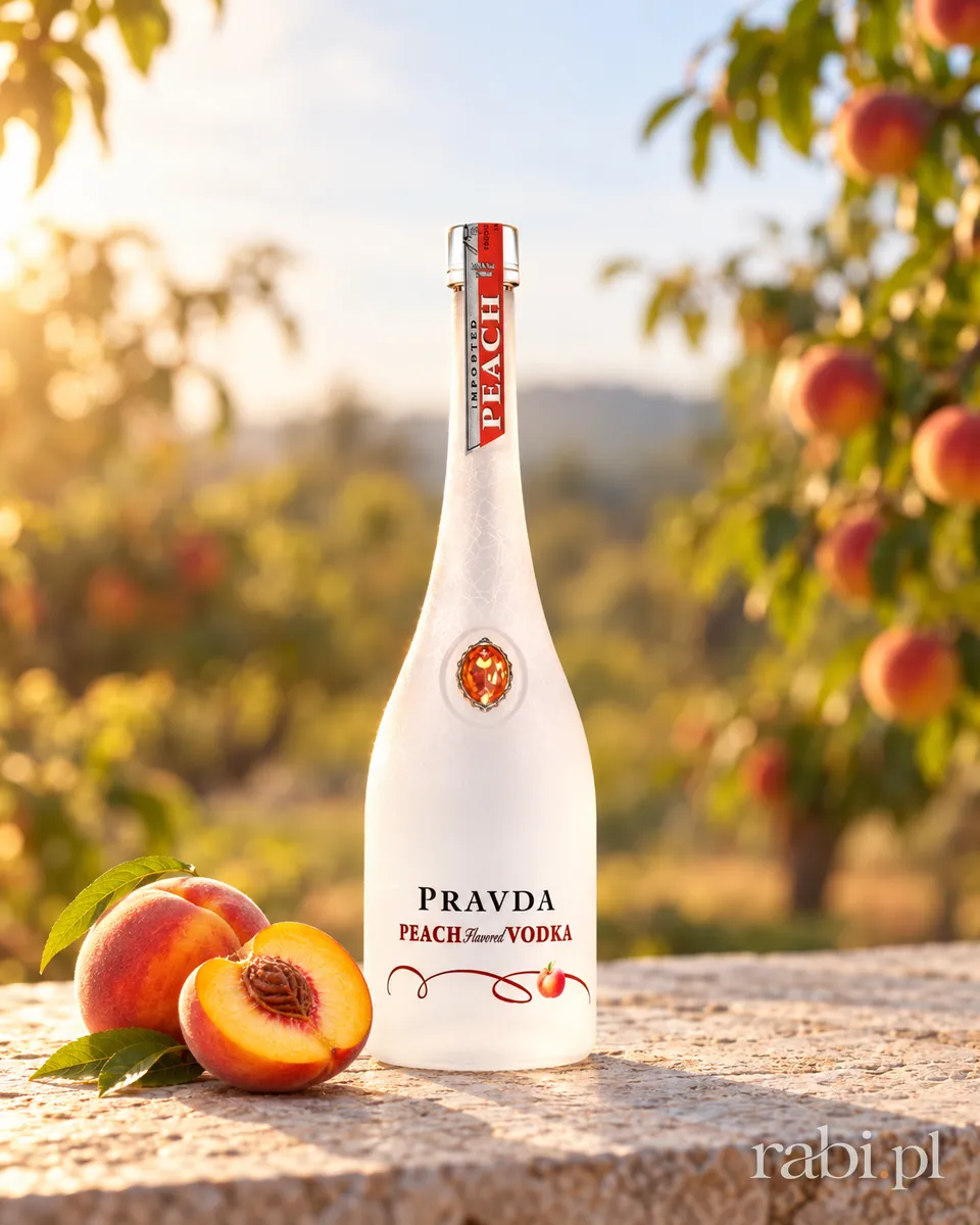 Butelka Wódka Pravda Peach w aranżacji