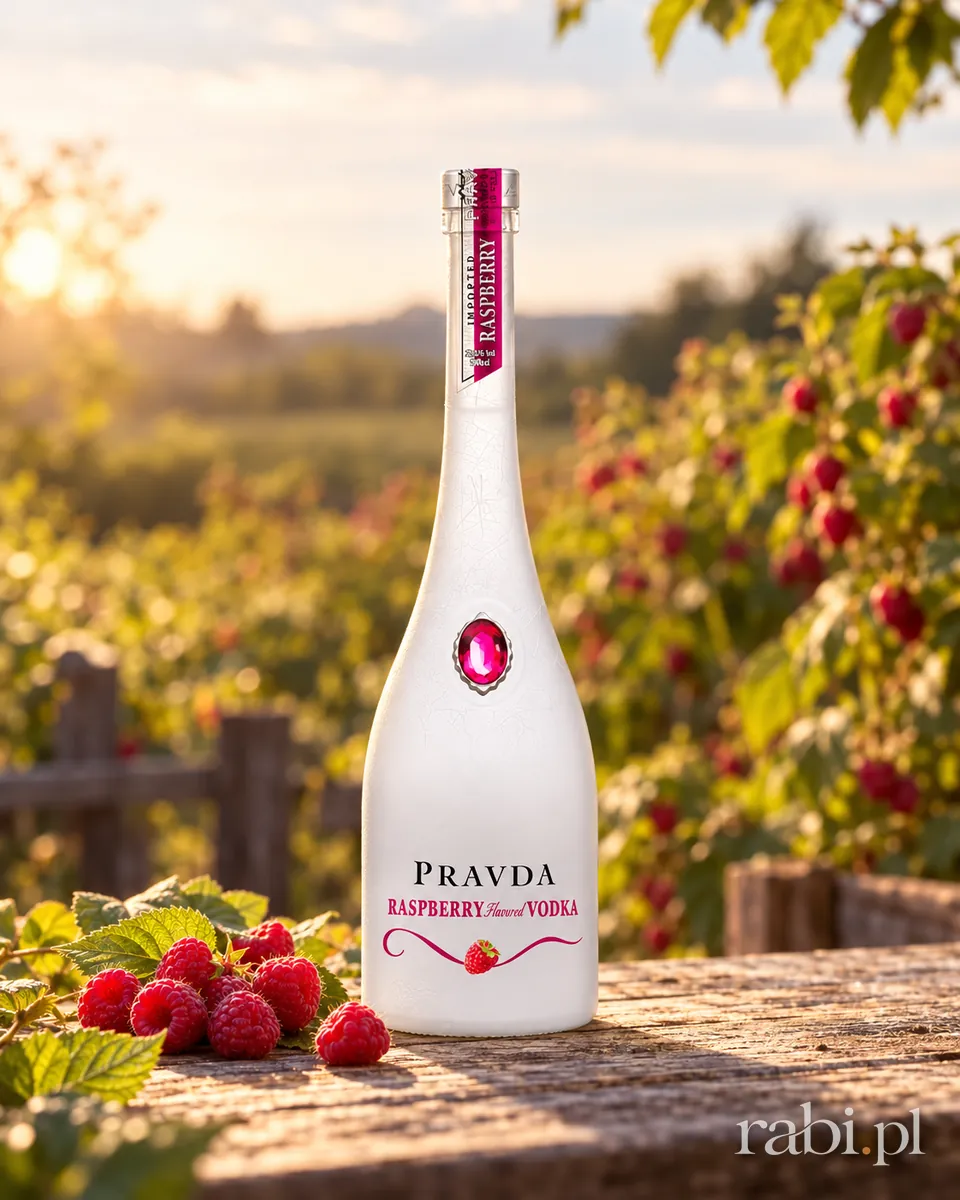 Butelka Wódka Pravda Raspberry w aranżacji