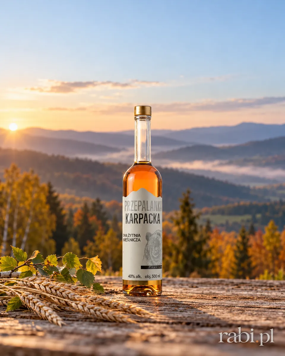 Butelka Wódka Przepalanka Karpacka w aranżacji