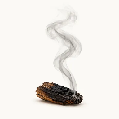 Smuga dymu nad tlącym się kawałkiem dębowego drewna - nuta dymu w whisky i rumie